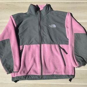 The North Face Girls Pink Gray Full Zip Fleece M